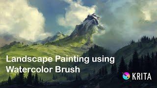 Mountain landscape painting timelapse recording in Krita