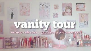 aesthetic vanity tour  makeup collection, favourite products + recommendations