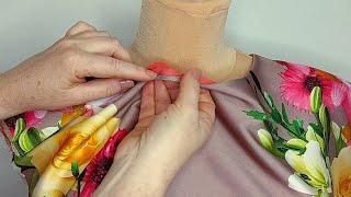 Sly trick. How to sew a lined neckline on thin fabric