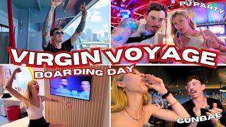 virgin voyage embarkation day! valiant lady vlog & eating the menu at gunbae