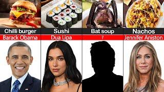 Famous people favourite foods comparison 2024