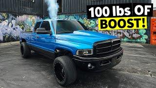 1,800ft-lbs of torque @ 100 PSI of BOOST! Cummins Turbo Diesel Dodge Ram!!