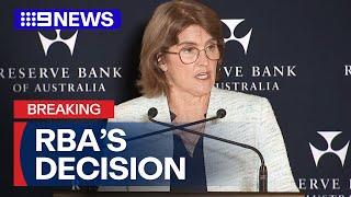 RBA Governor Michele Bullock addresses interest rate decision | 9 News Australia