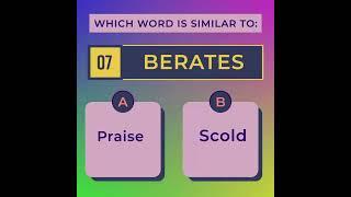 Word Coach Which Word is similar to berates? #englishlessons #funwithwords #languageskills