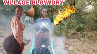 African village life; Traditional African blowdry / how to blowdry hair in village/hair straightener