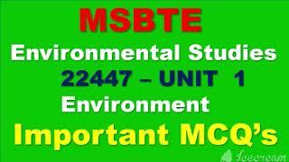 Environmental Studies ||Unit-1 || MCQs||22447||MCQ on Environment