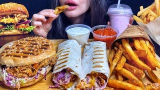 ASMR FAST FOOD *FRIED CHICKEN BURGER/SANDWICH + FRIES MUKBANG | EATING SOUNDS #shorts