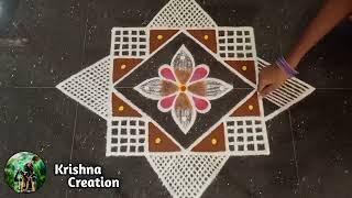 Aadivelli special padi kolam | 5x5 aadi peruku kolam | aadi 18 rangoli design | Padi kolam muggulu