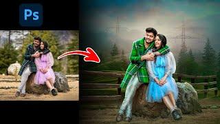 How to Editing Pre Wedding Photo || Photoshop Telugu Tutorials || Wedding Album design in  telugu||