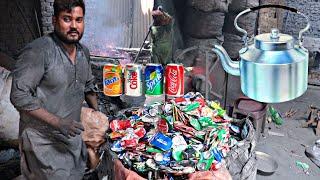 Incredible Process Of making green Tea Kettle From Soda cans Recycling