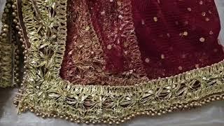 Gota Rukhsati net Dupatta with pearls lace , Nikkah Bride Dulhan Shadi Pakistani Indian Wedding Veil