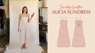 Sun Dress DIY  | How to sew Alicia midi tiered gathered dress with open back