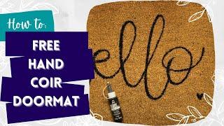 DIY Coir Doormat without Stencils | Freehand Calligraphy | Acrylic Painted Frontdoor Rug