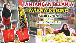 CHALLENGE BELANJA DAN MAKAN WARNA KUNING PART 1 Dalam Waktu 15 Menit ( Belanja & Belajar Berhitung )