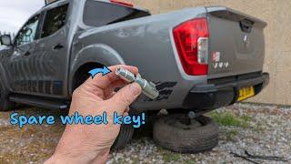 Nissan Navara D40 D23 NP300 removing spare wheel (& the security key)