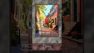 Boston Massachusetts Beacon Hill Neighborhood Travel Poster & Wall Art Poster Print