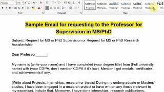 how to write an effective email to a professor for research position|write email for scholarship