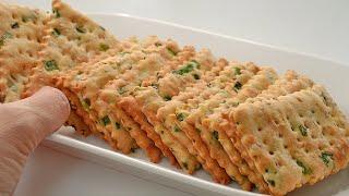 Perfektes Cracker-Rezept (knusprige! Salzcracker mit Frühlingszwiebeln | köstliche Snacks)