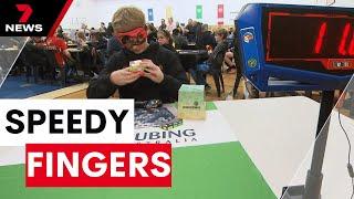 Young competitors battle it out at national Rubik's Cube championships in Adelaide | 7NEWS