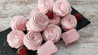 Less Sugar! delicious STRAWBERRY MARSHMALLOWS with a hand mixer! Without gelatin!