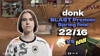 CS2 POV Spirit donk (22/16) vs NAVI (Dust2) @ BLAST Premier Spring Final 2024 Grand final