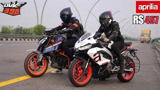 Aprilia RS457 VS 2024 Duke 390 | First Top End Race on YouTube!