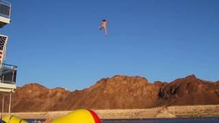 Three guys on blob wipe out one guy