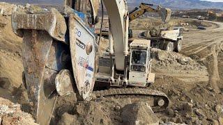 Terex RH30F Excavator Working With Xcentric XR80 Ripper On Mining Site - Sotiriadis Mining Works -4k