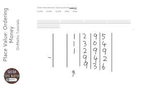 Place Value: Ordering Money (Grade 1) - OnMaths GCSE Maths Revision