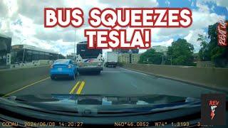 Transit Driver Hits Tesla in Rage | Hit and Run| Bad Drivers, Brake Check. Dashcam Compilation 588