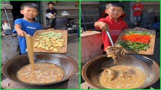 Amazing Little chef cooking food 조리 クックfor brother & puppy