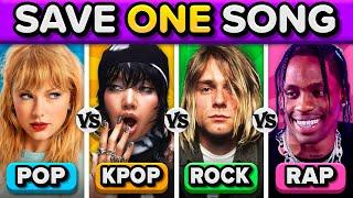 POP vs KPOP vs ROCK vs RAP: Save One Song | Music Quiz