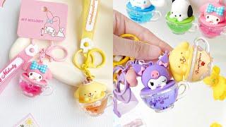 DIY Cute Cup Sanrio Liquid Keychain/ how to make liquid glitter Keychain at home / easy craft art