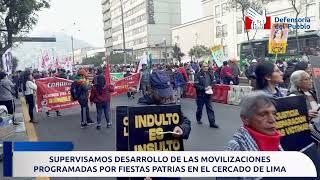 Defensoría del Pueblo supervisa desarrollo de las movilizaciones convocadas por fiestas patrias