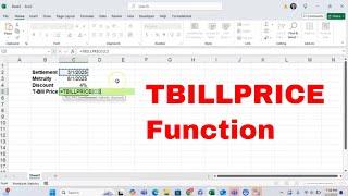 TBILLPRICE Function in Excel Calculate the Price of a Treasury Bill in Excel #tutorial #excel #howto