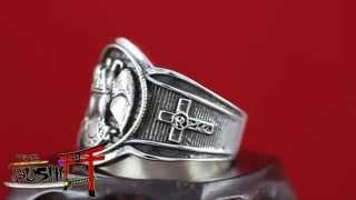 925 Sterling Silver Antique Knights Templar Masonic Ring Eagle 32 Degree