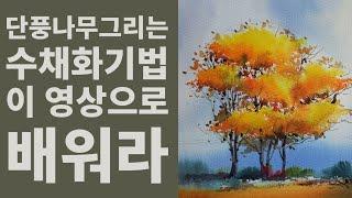 단풍나무그리는 수채화기법 이 영상으로 배워라 Learn the watercolor technique of drawing maples with this video.