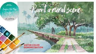 HOW TO PAINT A RURAL SCENE WITH WATERCOLOR | STEP BY STEP DEMONSTRATION