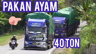 dua truk mbois muat pakan ayam 40 ton dari tanjakan cibeka sampai gudang mega baja