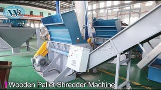 Waste Wooden Pallet Shredder Wood Tray Crusher Machine with Conveyor Belt and Magnetic Roller