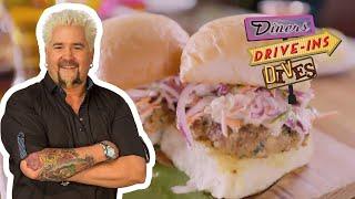 Guy Eats Lamb Sliders at Maneet Chauhan's Restaurant | Diners, Drive-Ins and Dives | Food Network