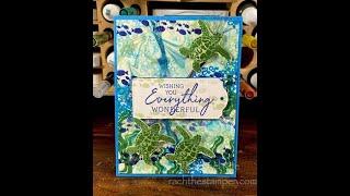 Sea Turtle Underwater card f. Shaving Cream/Ink Refill technique, Stampin' Up!