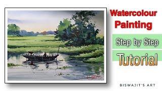 Watercolor painting for beginners // landscape painting with watercolors / watercolor scenery