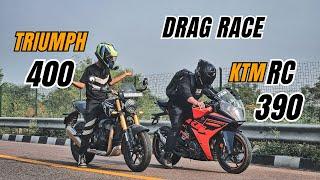 Triumph 400 Vs Ktm RC390 3rd Generation Drag Race