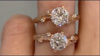 Moissanite vs. Diamond - Rose Gold Nature Inspired Engagement Rings - Anani