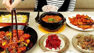 COOKING MUKBANG :) Real Korean home meal (Tuna Kimchi Stew) | bokyoung