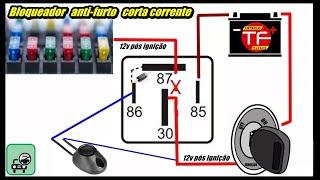 Como fazer corta corrente anti furto caseiro usando apenas um relé auxiliar