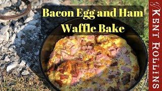 Easy Camping Breakfast - Bacon Egg and Ham Waffle Bake