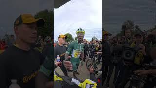 POV: celebrating Biniam Girmay from the team car and finish  #cycling #tourdefrance #eritrea