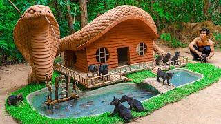 Build King Cobra Home for Adorable Puppies and Fish Pond